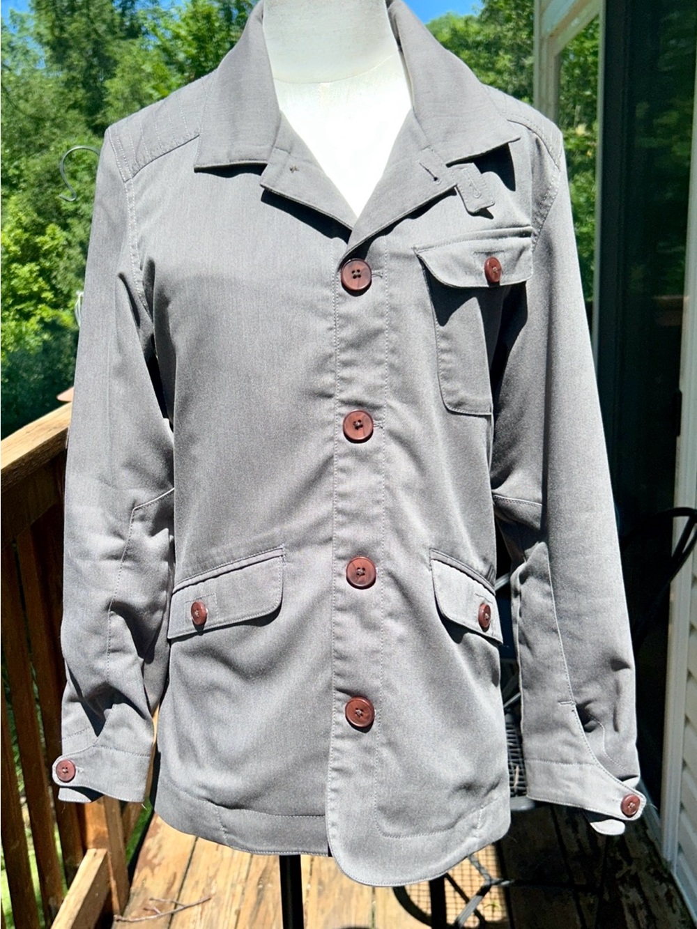 Nau Women's Light Gray Utility Jacket with Button Front Size Small